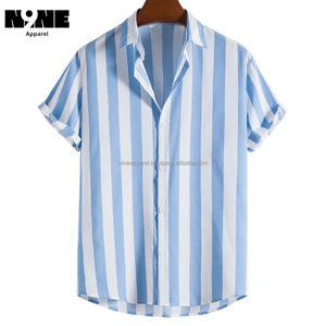Chemises décontractées pour hommes en stock, imprimé animal, col montant, coupe oversize, 100% coton respirant, teinture textile, séchage rapide, été - Product Image 5