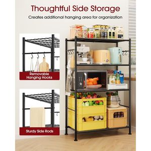 4-Tier Rust-Resistant Garage Shelf Organizer with Leveling Feet & Hooks Easy Assembly for <b>Kitchen</b> <b>Pantry</b> Storage - Product Image 5