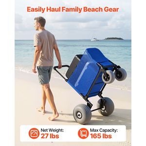 Carreta de Playa Plegable con Ruedas de 12 Pulgadas Resistentes, Capacidad de Carga de 165 Libras, Ruedas Grandes, Carrito de Almacenamiento para Arena, para Camping - Product Image 2
