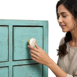 European Luxury Modern Design Cream Resin Bone Horn <b>Brass</b> Wood Drawer Door Cabinet Dresser <b>Knobs</b> Pull Handles Kitchen Wardrobe - Product Image 4