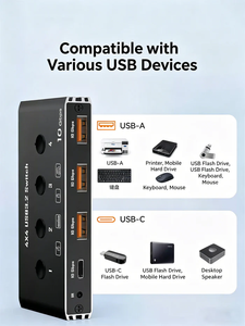<span class=keywords><strong>Commutateur</strong></span> USB 3.2 à 4 ports 10 Gbit/s, <span class=keywords><strong>commutateur</strong></span> <span class=keywords><strong>KVM</strong></span> USB-A vers Type-C 4 en 1, partage de clavier, souris, imprimante, scanner, télécommande - Product Image 3