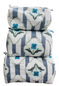Set of 3 Bohemian Hand Block Printed Cotton Quilted Travel Cosmetic <b>Makeup</b> Pouch ( Set of 3 ) with Zipper Closure - Product Image 2