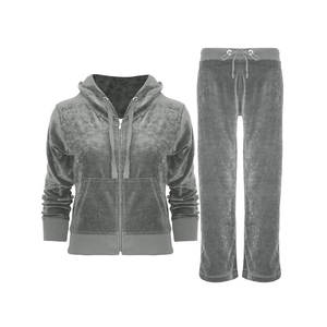 Conjunto Deportivo de Terciopelo para Mujer, Invierno 2025, 100% Algodón, Manga Larga, Ligero, con Capucha y Cierre de Cordón, Tallas Grandes - Product Image 1