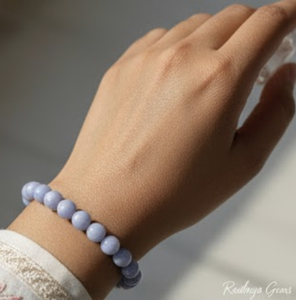 Handmade AAA Angelite Round Bead Bracelet – Polished Gemstone Stretch Bracelet for <b>Men</b> & Women - Product Image 4