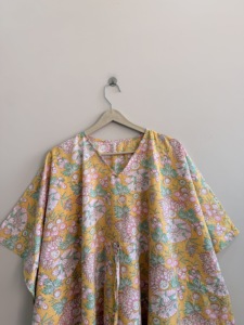 Vestido Kaftán Largo de Algodón Suave y Transpirable con Estampado Floral, Ecológico y Liso, para Mujer, Venta al Por Mayor - Product Image 5