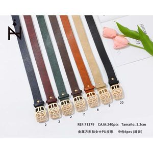 Cinturón de PU con hebilla cuadrada de metal Zt para mujer, 3,2 cm de ancho, 110 cm de largo, accesorio de moda para pantalones de vestir, ropa informal - Product Image 3