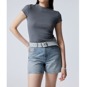 Shorts en jean respirants pour femme, coupe droite, taille haute, décontractés, grandes tailles, shorts en jean de haute qualité pour femme - Product Image 5