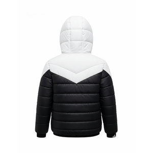 Chaqueta acolchada con capucha blanca y negra para hombre, abrigo acolchado cálido de invierno, ropa exterior ligera con cremallera - Product Image 4