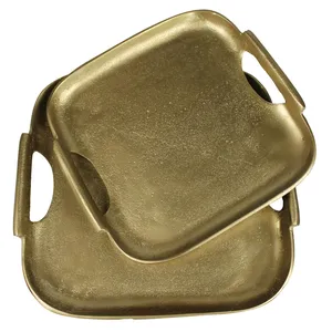 Luxury Handmade Metal <b>Serving</b> <b>Tray</b> with Premium Antique <b>Gold</b> Finish for Elegant HomesHandmade Metal <b>Tray</b> Export Quality Premium - Product Image 5