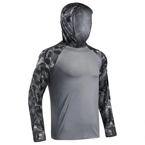 Sweat à capuche de pêche personnalisé pour homme, sublimé, camouflage bleu, séchage rapide, respirant, protection solaire UPF 50+, polyester, OEM - Product Image 3