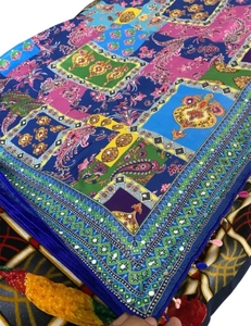 Sari de Crepé Bollywood Reversible Estampado de Rayón para Mujer KV (Azul) de Secado Rápido y Sin Arrugas para Bodas - Product Image 6