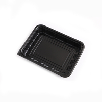 Contenants alimentaires rectangulaires jetables en plastique avec couvercles transparents, base noire, boîtes à emporter compatibles micro-ondes pour la restauration