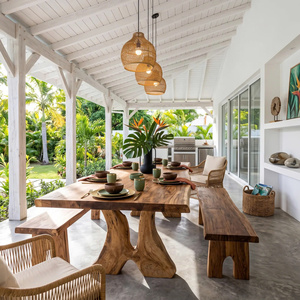 Farmhouse <b>Dining</b> <b>Table</b> For Vintage Furniture Modern Luxury Rectangle Natural Solid <b>Wooden</b> Apartment Villa <b>Dining</b> - Product Image 1