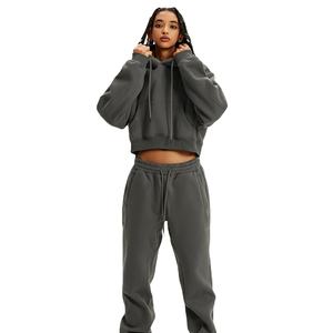 Sweat à capuche et pantalon de survêtement oversize pour femme 100% coton Survêtements durables - Product Image 3