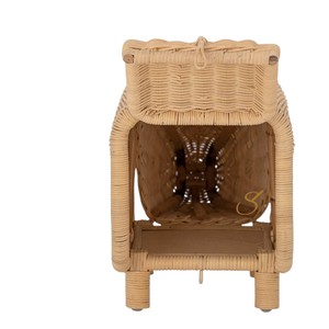 Handwoven Rattan Rhino <b>Basket</b> <b>with</b> <b>Lid</b> Woven Animal Toy Storage Organizer Bin Kids Safari Playroom Floor Hamper - Product Image 2