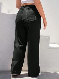 Vaqueros de mezclilla de corte recto para mujer, talla grande, con cintura cómoda y tejido de mezclilla - Product Image 3