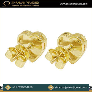 Wedding Bridal Gift Gold Plated 925 Sterling <b>Silver</b> Custom Heart Shape Lab Grown Diamond <b>Stud</b> Women's Earrings Party Valentine's - Product Image 4