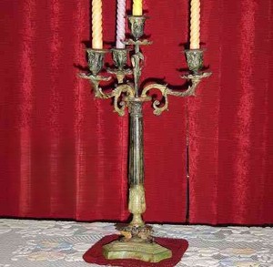 Ornate Brass Candelabra Five Arm Candle Holder Classic Decorative Centerpiece for Home Dining <b>Table</b> Decoration - Product Image 1