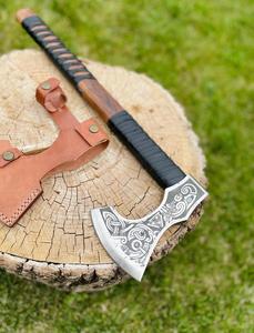 STEEL CRAFT INTERNATIONAL Hand-Forged Viking Flat Backed Hammer <b>Axe</b> 20" Full Tang Wood <b>Handle</b> DIY Grade ODM 1 - Product Image 2