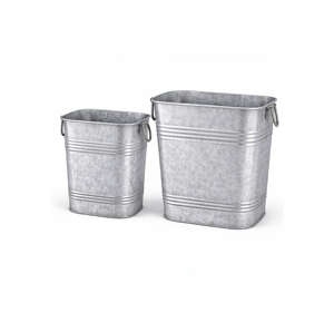 Ensemble de 2 seaux carrés en métal galvanisé Headway Crafts, gris rouillé - Product Image 1