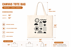 300gsm Cotton <b>Canvas</b> Tote Bag Open Long Handle Reusable Eco Shopping Bag Custom logo Minimalist <b>Abstract</b> Print Durable Grocery - Product Image 2