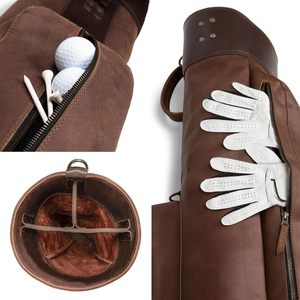 Bolsa de golf de cuero con divisor superior y correa para el hombro, estilo vintage, para hombres y mujeres, con soporte silenciador para el día de domingo - Product Image 4