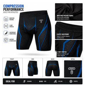 Shorts de compression pour hommes, vêtements de sport et fitness, fabriqués au Pakistan, prix bas, contraste de couleurs. - Product Image 5