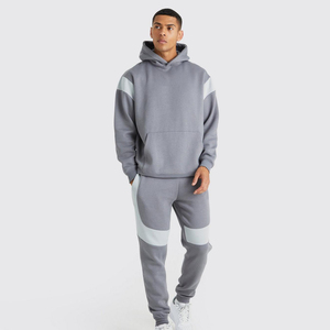 Conjuntos Deportivos de Felpa 100% Algodón para Hombre, Tallas Grandes, Sudadera con Capucha y Bloques de Color, Pantalones Jogger, Ecológicos para Exteriores - Product Image 1