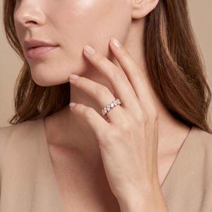 Anillo de oro rosa de 9k con diamantes cultivados en laboratorio, apilables, de forma elegante, corte marquesa y pera, joyería de oro blanco y oro amarillo, brillo radiante. - Product Image 3