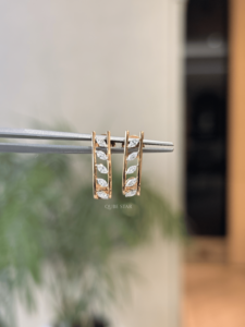 Pendientes de aro con diamantes marquise cultivados en laboratorio de 0.80ct VVS VS EF, oro macizo de 14 quilates, joyería fina contemporánea para mujer. - Product Image 1