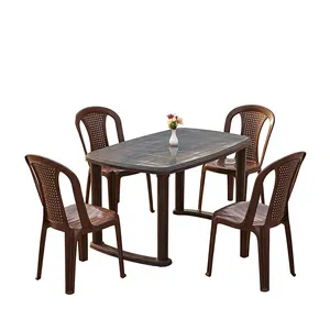 Modern Durable Plastic <b>Foldable</b> <b>Dining</b> <b>Table</b> and <b>chairs</b> set Waterproof <b>Dining</b> Room Furniture 6-Seater Apartment Warehouse Hotel - Product Image 1