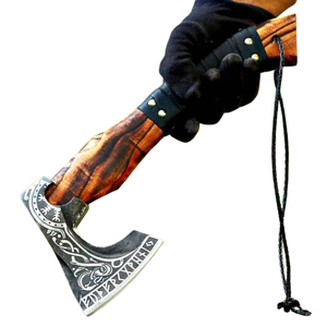 Hacha Vikinga de Acero Inoxidable Personalizada al por Mayor, Hecha a Mano, con Funda de Cuero, para Campismo y Caza al Aire Libre - Product Image 2