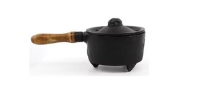 Cast Iron Incense Burner Wooden Handle Agarwood Bakhoor Lobaan <b>Mini</b> <b>Cauldron</b> Handmade Exclusive Design Aromatic use - Product Image 5