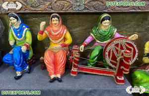 Statues Punjabi FRP pour porte d'entrée de mariage Statues Jatt Jatti en fibre de verre multicolore Statues Punjabi UK - Product Image 5