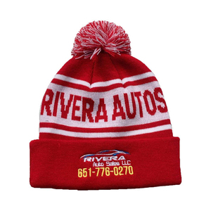 Bonnet en tricot d'hiver unisexe à pompon jacquard personnalisé 100 % acrylique, avec logo brodé, ajustable, pour équipe sportive – Vente chaude - Product Image 6