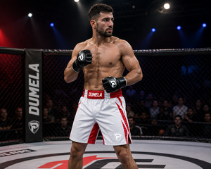 Shorts de boxe blancs et rouges Dumela en polyester et coton, confortables, de haute qualité, pour toutes les saisons, vêtements d'entraînement - Product Image 4