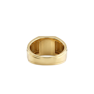 Anillo de Moissanita Chapado en Oro Amarillo de 14K para Hombre, Corte Brillante Redondo, Engaste de Garras, Banda de Compromiso Geométrica, Estilo Clásico - Product Image 4