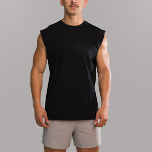 Men's Tank Tops Gym Exercise Fitness Sports <b>Vest</b> with Wide Shoulder Round Neck Sleeveless Shirt Casual Wear Tank Tops - Product Image 4