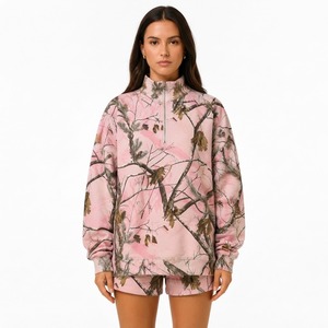 Ensemble décontracté pour femme : Sweat-shirt oversize à col montant et demi-zip, coupe décontractée, et short assorti - Product Image 4