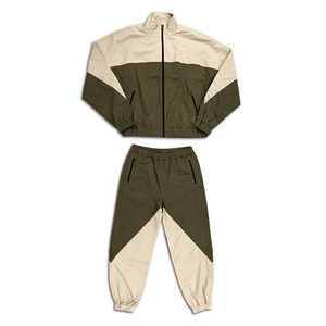 Ensemble deux pièces unisexe vintage avec cordon de serrage, couleur unie, sublimation, respirant, léger, coupe-vent en nylon à capuche pour l'été - Product Image 1