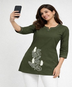 เสื้อทอผ้าฝ้ายดีไซน์หรูหรา สวมใส่ได้ทุกวัน ราคาขายส่ง ดีไซน์ใหม่ล่าสุด แห้งเร็ว ฟรีไซส์ เสื้อผ้าชาติพันธุ์ สำหรับงานเมห์นดี - Product Image 5