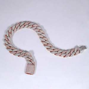 Collection Hip Hop : Pendentif et breloques en moissanite taille ronde, chaîne cubaine en argent sterling blanc et rose pour homme - Product Image 3