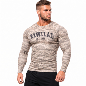 Custom Logo Digital Print <b>Mens</b> Long Sleeve Rashguard Workout Compression Shirt <b>Men</b> 100% Polyester Stretchy Base Layer Sports Top - Product Image 2