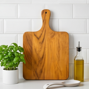 Planche à découper en teck naturel massif à 100 %, design ergonomique en forme de palette pour la cuisine, finition lisse de haute qualité - Product Image 4