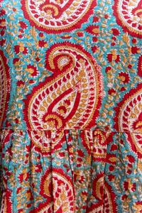 Nouveauté Mini robe longue en coton imprimé Paisley, encolure Henley avec cravates en coton Mini robe longue pour femmes - Product Image 3