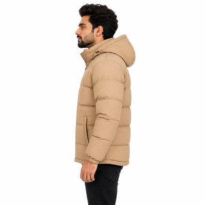 Veste matelassée personnalisée pour homme, avec capuche, chaude et isolante, coupe-vent, pour l'hiver, fournisseur en gros OEM USA - Product Image 2