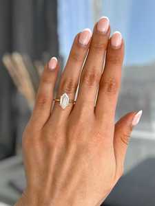Bague solitaire en or massif 14 carats avec diamant de laboratoire taille marquise hollandaise 1,02 carat, bijou romantique pour femme, idéal pour les amoureux - Vente flash - Product Image 2