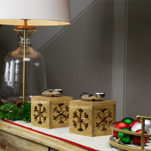 Snowflake <b>Box</b> Wooden Christmas Tealight Holders 2026 New Design Christmas Decoration - Product Image 3