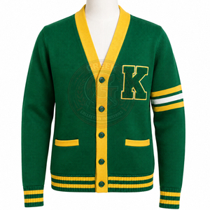 เสื้อคาร์ดิแกนอะคริลิกถักลายโลโก้สัญลักษณ์มหาวิทยาลัย KSU สำหรับสตรี  แบบคอวี  สำหรับชมรมนักศึกษาหญิง  แบบเสื้อวาร์ซิตี้ - Product Image 1