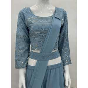 Conjunto de Choli y Sharara de fiesta para mujer de diseñador con hermosa Dupatta - Product Image 5